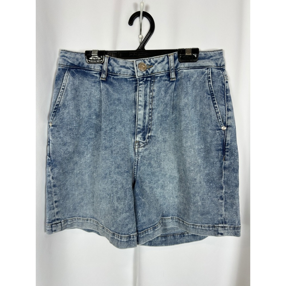 Mos Mosh Sicily Light‎ Acid Wash High Rise Pleated Denim Shorts Size 26